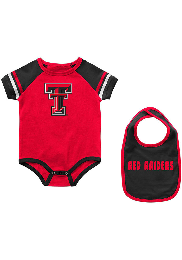 Colosseum Texas Tech Red Raiders Baby Red Warner Set One Piece with Bib