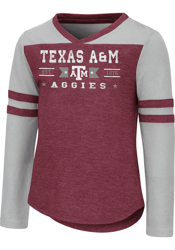 Colosseum Texas A&M Aggies Toddler Girls Maroon Star Long Sleeve T Shirt