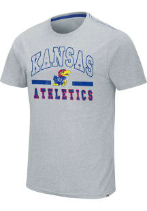 Colosseum Kansas Jayhawks Grey Ducky Tie Short Sleeve T Shirt