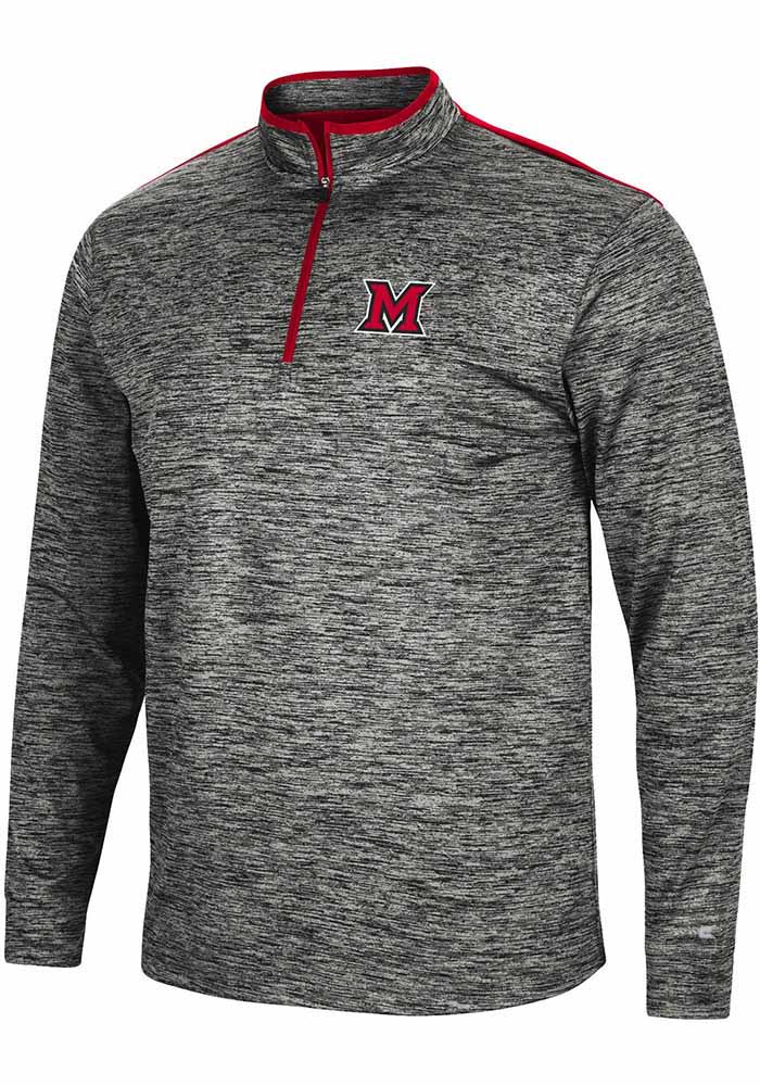 Colosseum Miami RedHawks Mens Charcoal Brooks Long Sleeve 1/4 Zip Pullover