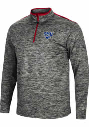 Colosseum SMU Mustangs Mens Charcoal Brooks Long Sleeve 1/4 Zip Pullover