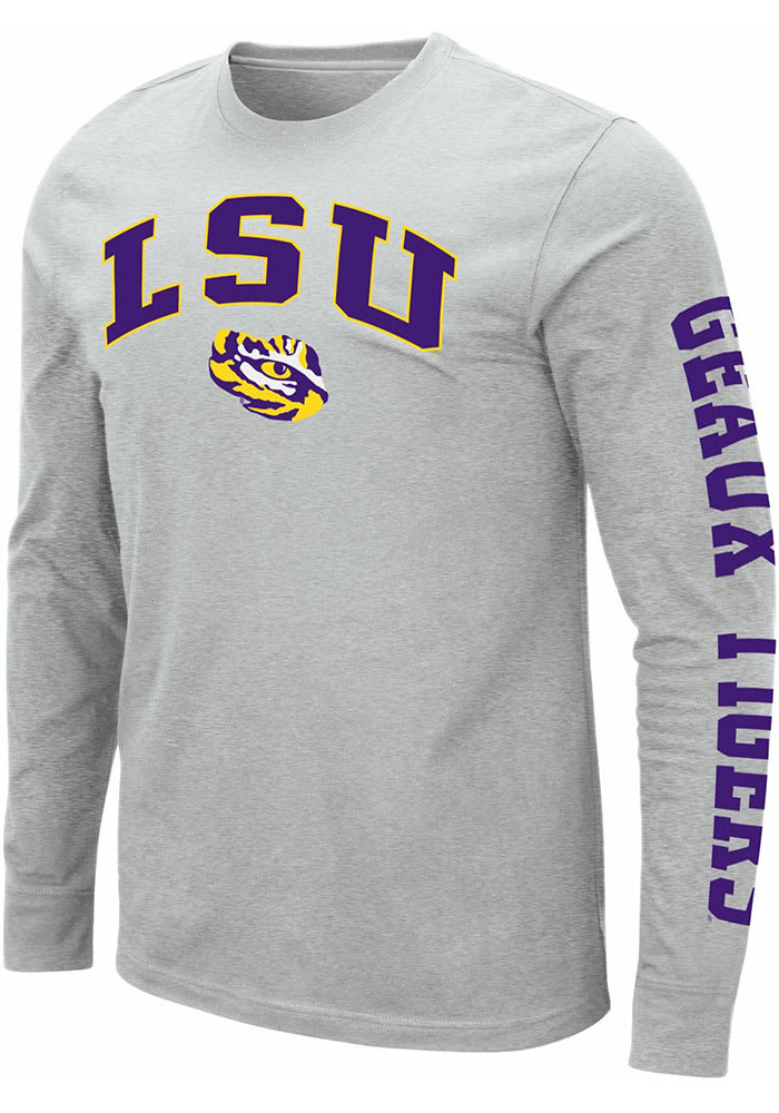 Colosseum LSU Tigers Grey Jackson Long Sleeve T Shirt