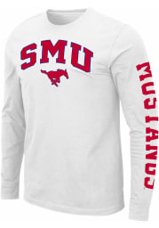 Colosseum SMU Mustangs White Jackson Long Sleeve T Shirt