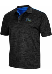 Colosseum Pitt Panthers Mens Charcoal Burrow Short Sleeve Polo