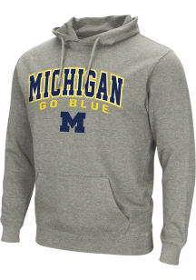 Mens Michigan Wolverines Grey Colosseum Campus Arch Mascot Hooded Sweatshirt
