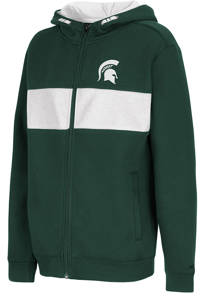 Colosseum Michigan State Spartans Youth Green Woodman Long Sleeve Full Zip Jacket