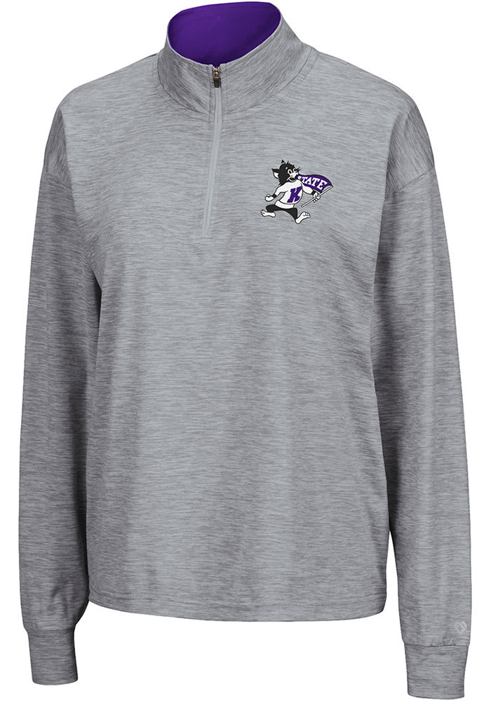 Colosseum K-State Wildcats Womens Grey Oversized 1/4 Zip Pullover