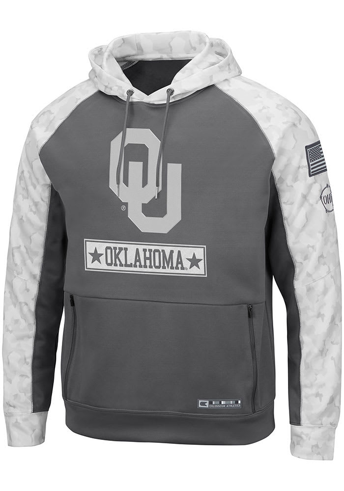Colosseum Oklahoma Sooners Mens Charcoal Brass Pullover Hood
