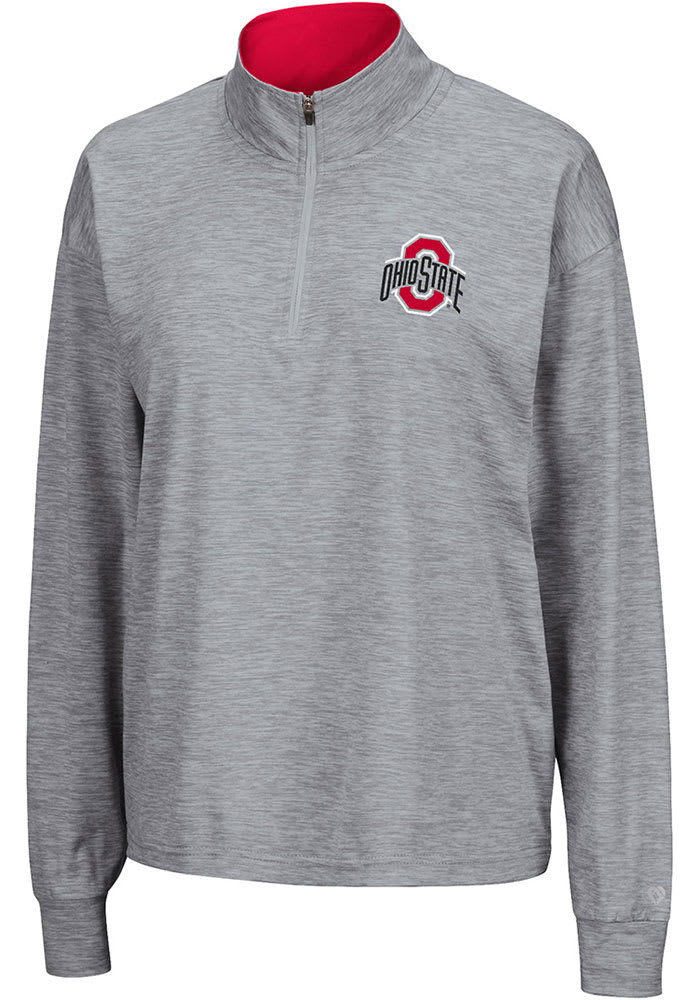 Colosseum The Ohio State University Womens Grey Oversized 1/4 Zip Pullover