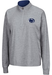 Womens Penn State Nittany Lions Grey Colosseum Oversized 1/4 Zip Pullover
