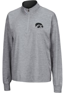 Colosseum Hawkeyes Womens Grey Oversized 1/4 Zip Pullover