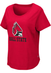 Colosseum Ball State Cardinals Womens Red Myla Short Sleeve T-Shirt
