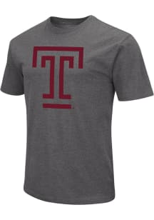 Colosseum Temple Owls Charcoal Distressed Logo Short Sleeve T Shirt