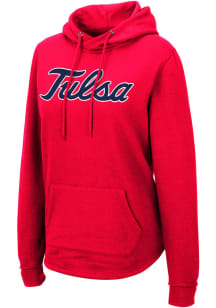Colosseum Tulsa Golden Hurricane Womens Red Crossover Hooded Sweatshirt