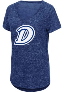 Colosseum Drake Bulldogs Womens Blue Speckle Short Sleeve T-Shirt
