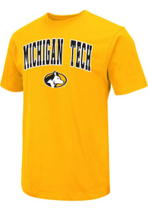 Colosseum Michigan Tech Huskies Gold Arch Mascot Short Sleeve T Shirt
