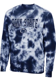 Colosseum Penn State Nittany Lions Mens Navy Blue Wooderson Tie Dye Long Sleeve Crew Sweatshirt