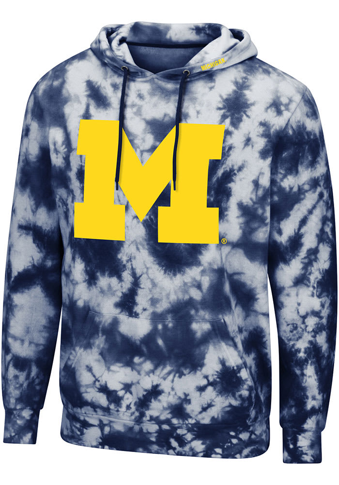 Colosseum Michigan Wolverines Mens Navy Blue All Right Tie Dye Long Sleeve Hoodie