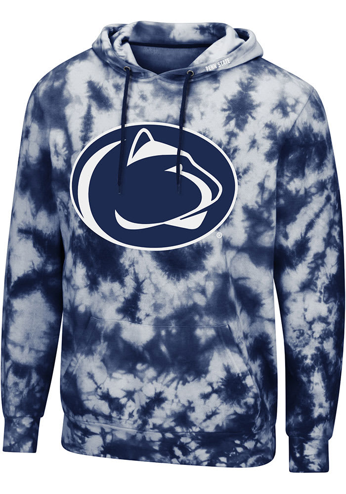 Colosseum Penn State Nittany Lions Mens Navy Blue All Right Tie Dye Long Sleeve Hoodie