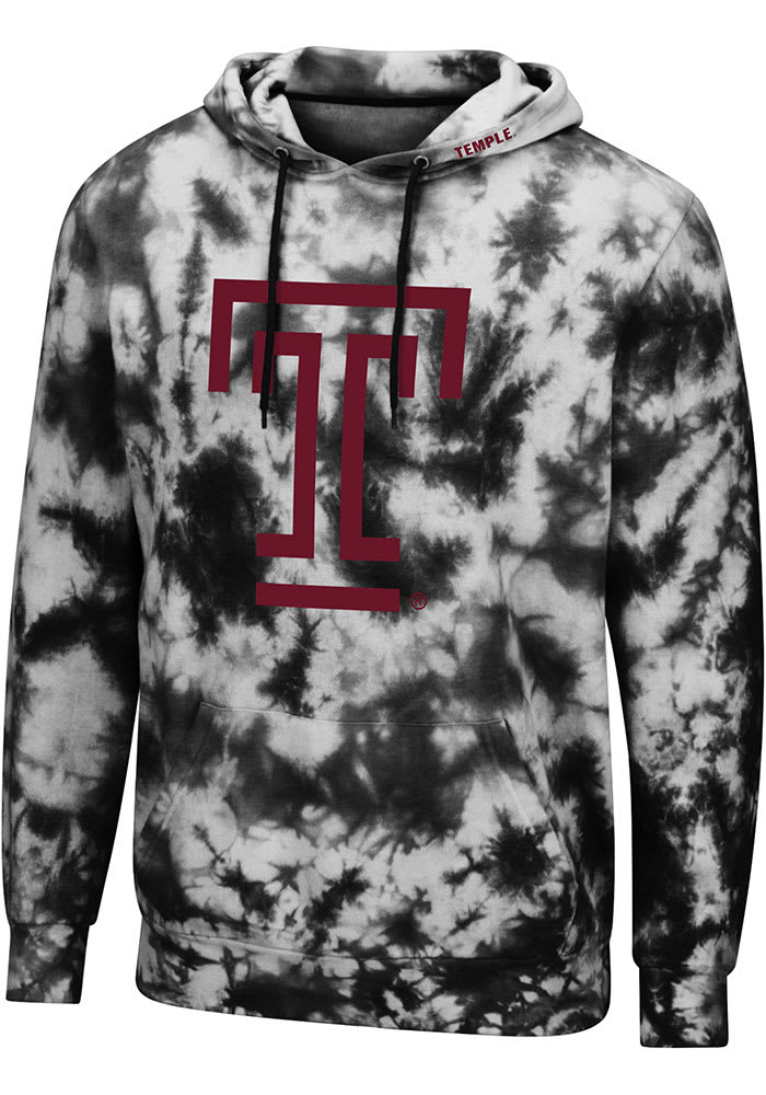 Colosseum Temple Owls Mens Black All Right Tie Dye Long Sleeve Hoodie