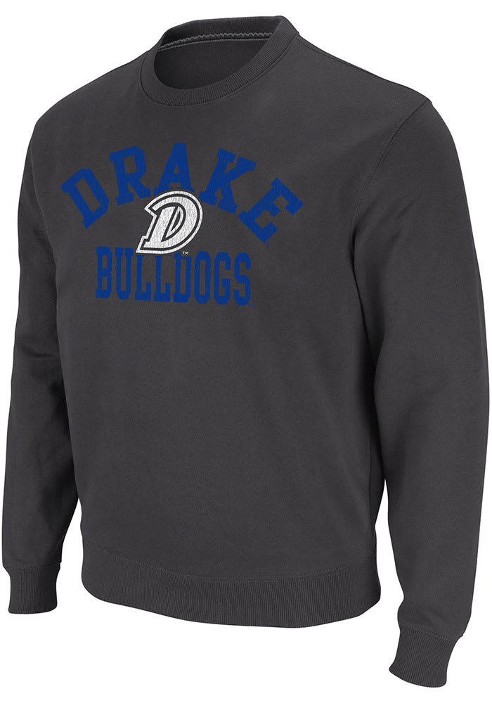 Colosseum Drake Bulldogs Mens Black Stadium Number One Long Sleeve Crew Sweatshirt