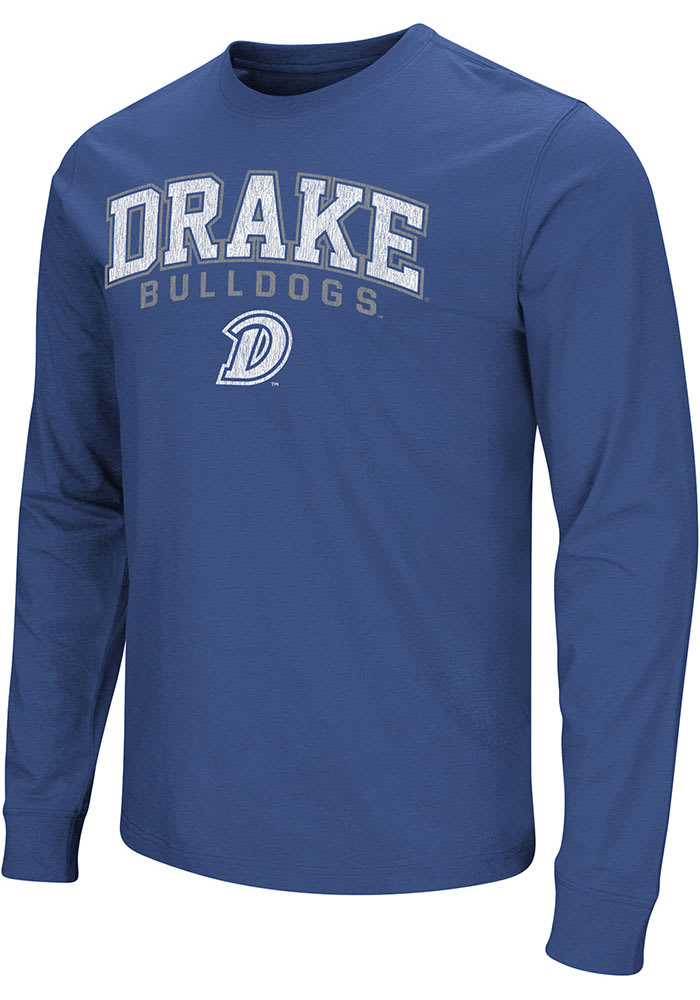 Colosseum Drake Bulldogs Blue Playbook Arch Mascot Long Sleeve T Shirt