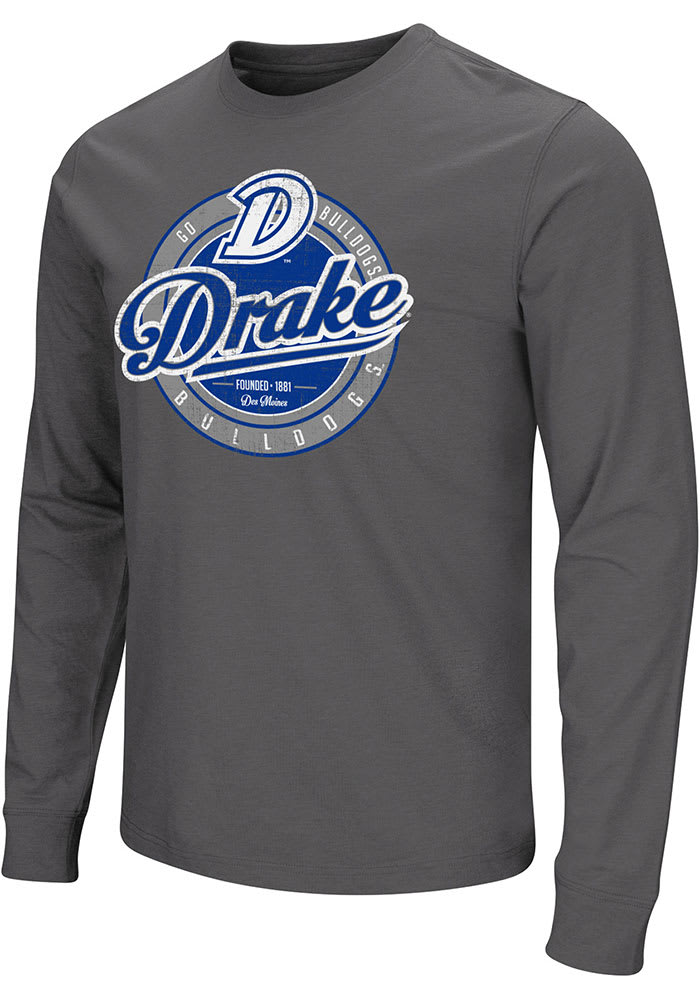 Colosseum Drake Bulldogs Charcoal Playbook Number One Long Sleeve T Shirt