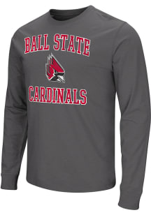 Colosseum Ball State Cardinals Charcoal Playbook Number One Long Sleeve T Shirt