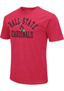 Colosseum Ball State Cardinals Red Playbook Number One Distressed Short Sleeve T Shirt