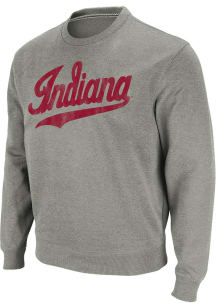 Mens Indiana Hoosiers Grey Colosseum Stadium Wordmark Crew Sweatshirt