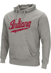 Mens Indiana Hoosiers Grey Colosseum Campus Wordmark Hooded Sweatshirt