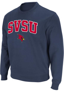 Colosseum Saginaw Valley State Cardinals Mens Navy Blue Arch Mascot Long Sleeve Crew Sweatshirt