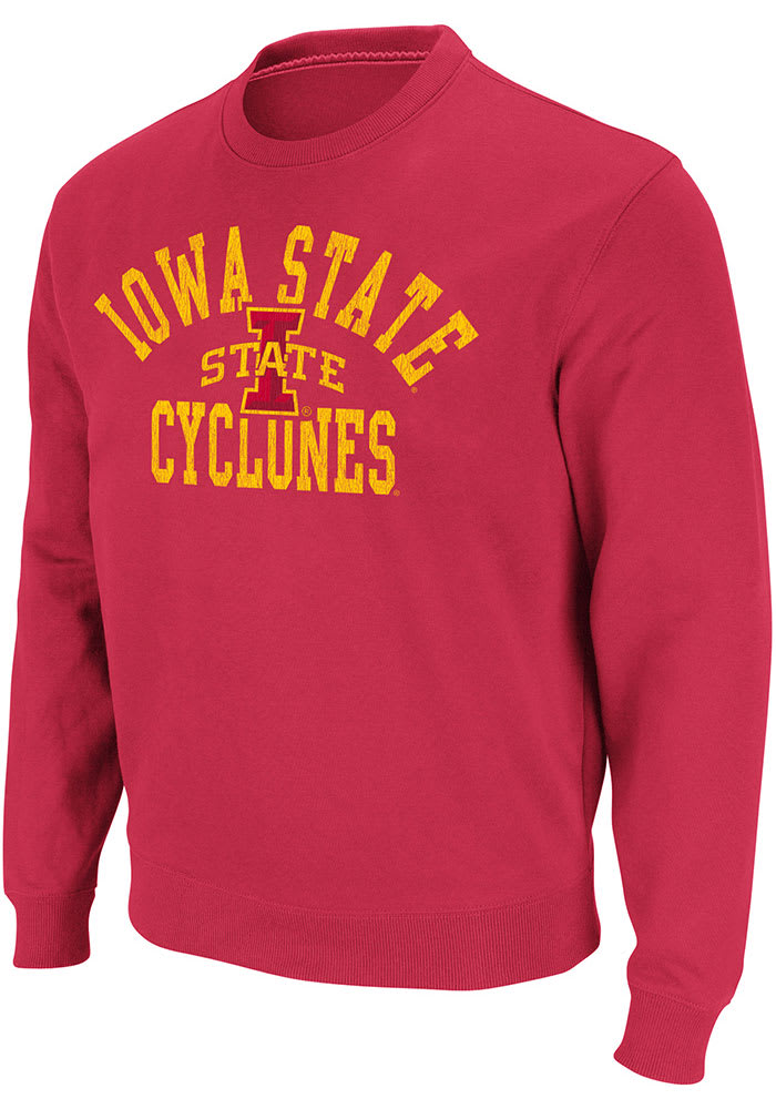 Colosseum Iowa State Cyclones Mens Cardinal Stadium Number One Long Sleeve Crew Sweatshirt