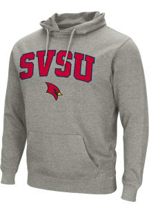Colosseum Saginaw Valley State Cardinals Mens Grey Arch Mascot Long Sleeve Hoodie