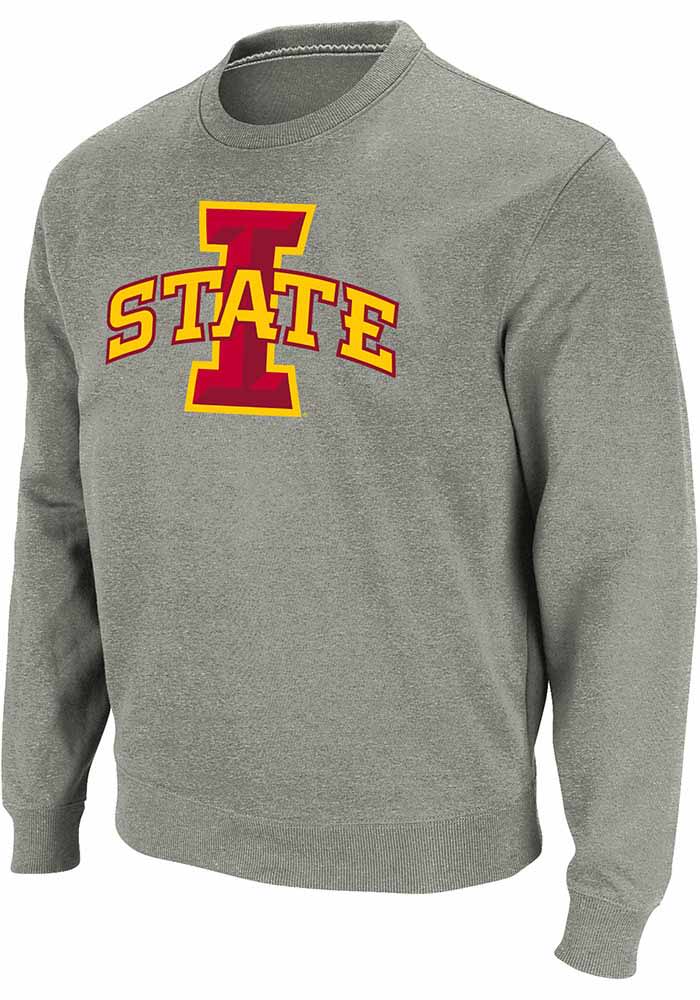 Colosseum Iowa State Cyclones Mens Grey Stadium Team Logo Long Sleeve Crew Sweatshirt