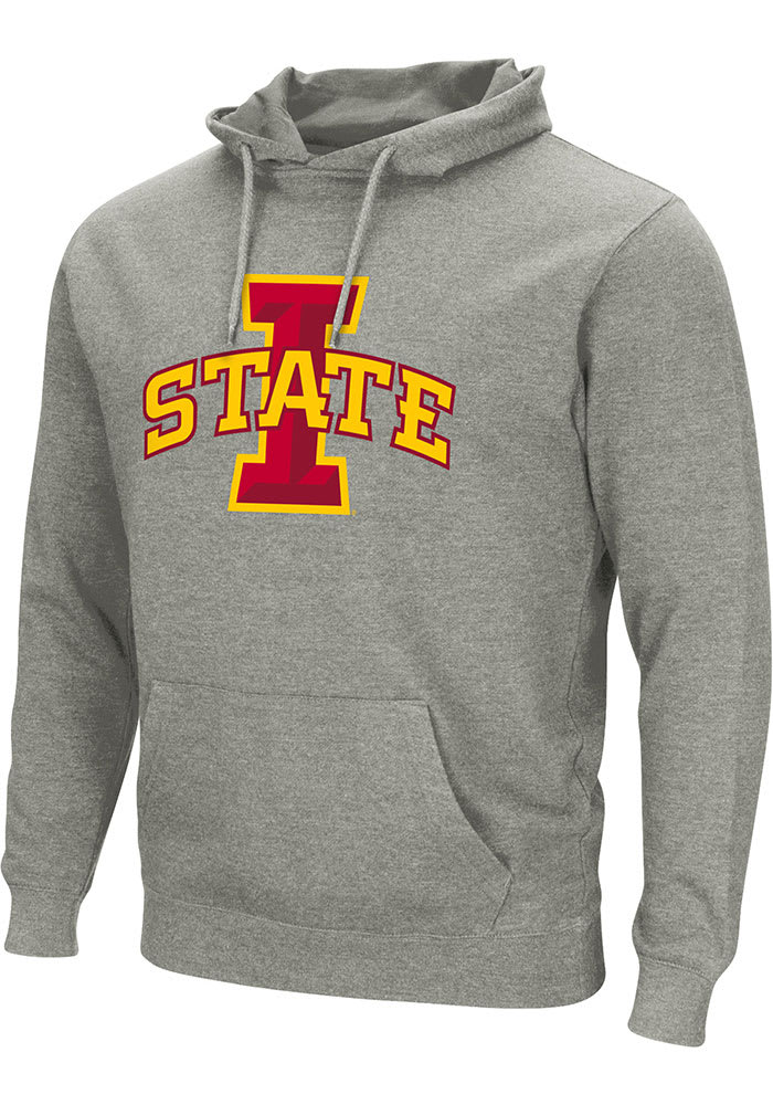 Colosseum Iowa State Cyclones Mens Grey Campus Team Logo Long Sleeve Hoodie