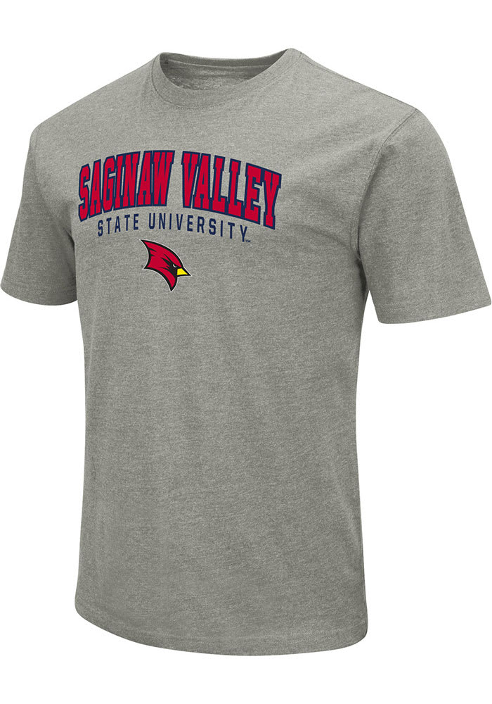 Colosseum Saginaw Valley State Cardinals Grey Arch Mascot Short Sleeve T Shirt
