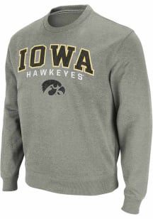 Colosseum Iowa Hawkeyes Mens Grey Stadium Arch Mascot Long Sleeve Crew Sweatshirt