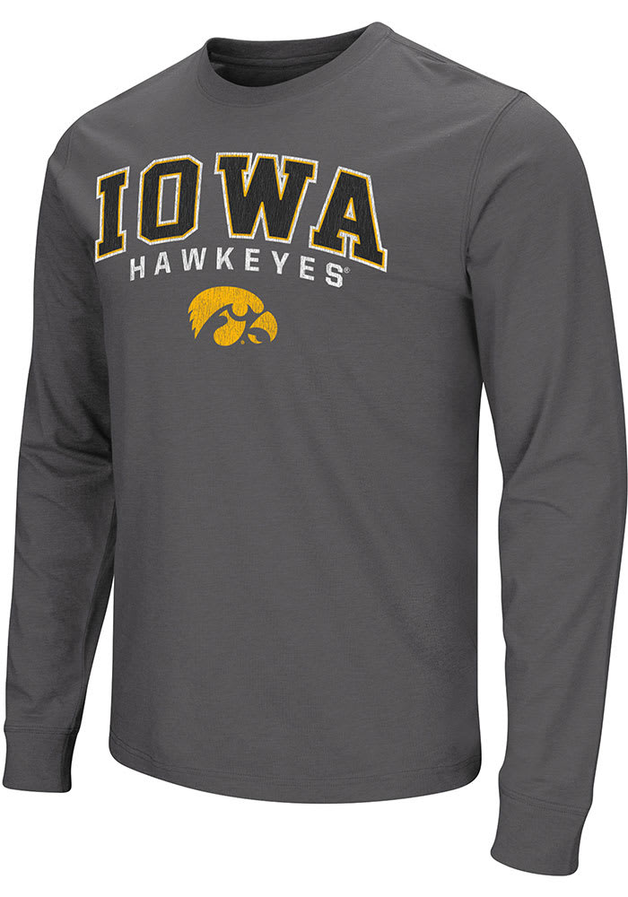 Colosseum Iowa Hawkeyes Charcoal Playbook Arch Mascot Long Sleeve T Shirt