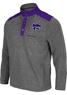 Colosseum K-State Wildcats Mens Charcoal Huff Snap Polar Fleece Long Sleeve Qtr Zip Pullover