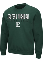 Colosseum Eastern Michigan Eagles Mens Green Time Machine Long Sleeve Crew Sweatshirt