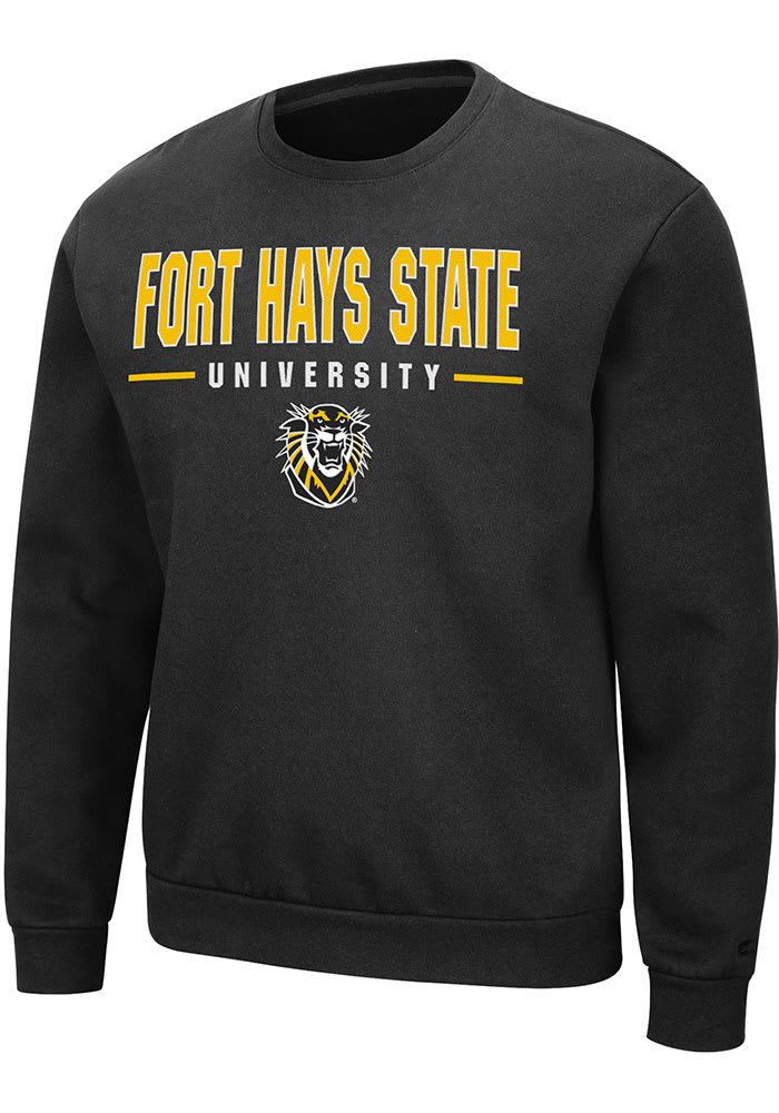 Colosseum Fort Hays State Tigers Mens Black Time Machine Long Sleeve Crew Sweatshirt