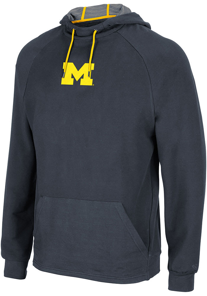 Colosseum Michigan Wolverines Mens Navy Blue Interview Pullover Hood