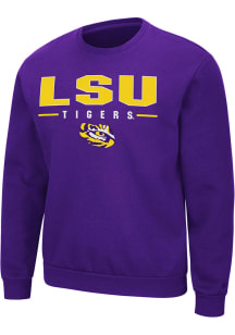 Colosseum LSU Tigers Mens Purple Time Machine Long Sleeve Crew Sweatshirt