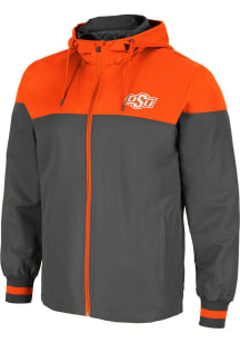 Colosseum Oklahoma State Cowboys Mens Charcoal Game Night Coachs Full Zip Light Weight Jacket