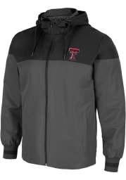 Colosseum Texas Tech Red Raiders Mens Charcoal Game Night Coachs Full Zip Light Weight Jacket