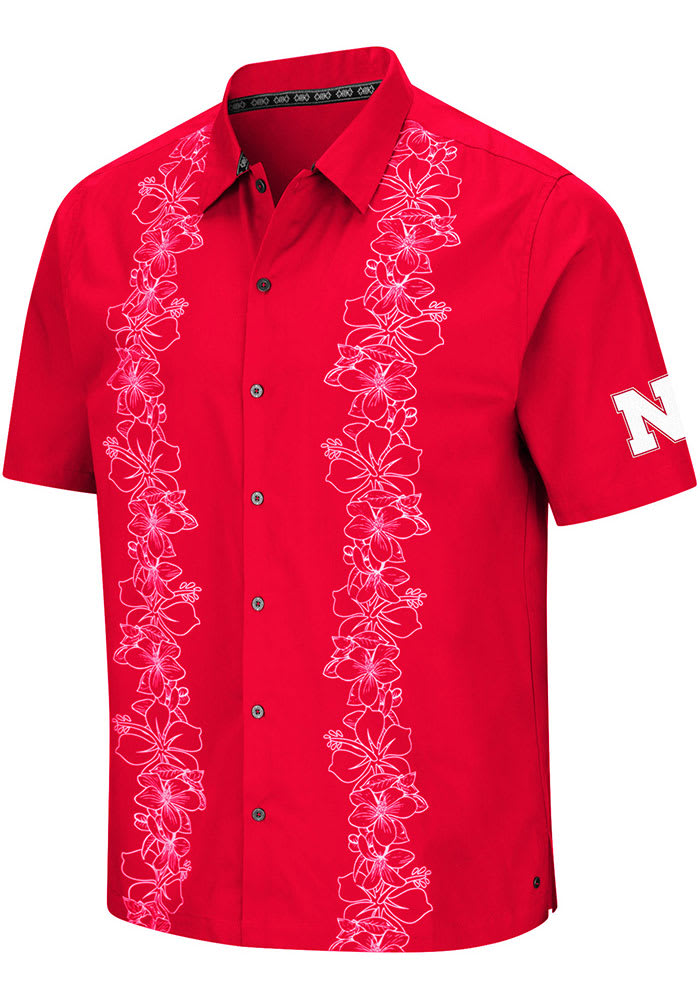 Colosseum Nebraska Cornhuskers Mens Red Platonish Short Sleeve Dress Shirt