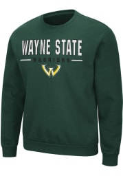 Colosseum Wayne State Warriors Mens Green Time Machine Long Sleeve Crew Sweatshirt