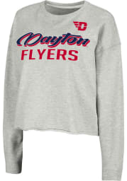 Colosseum Dayton Flyers Womens Grey Treehouse Cropped Crew Sweatshirt