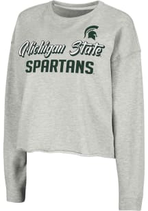 Colosseum Michigan State Spartans Womens Grey Treehouse Cropped Crew Sweatshirt
